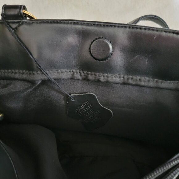 Laura Scott Genuine Leather Purse hobo handbag double handle black lotsa pockets - Picture 8 of 13